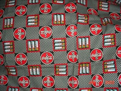 VTG NASCAR COCA COLA COKE COTTON FABRIC OFFICIAL SOFT DRINK SEW QUILT NEW BTY