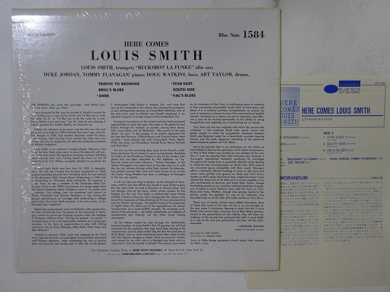 その他 LP Louis Smith Here Comes BN1584,BLP1584 BLUE NOTE /00260 EX] Here Comes Louis Smith Blue Note 1584 LP Black Vinyl