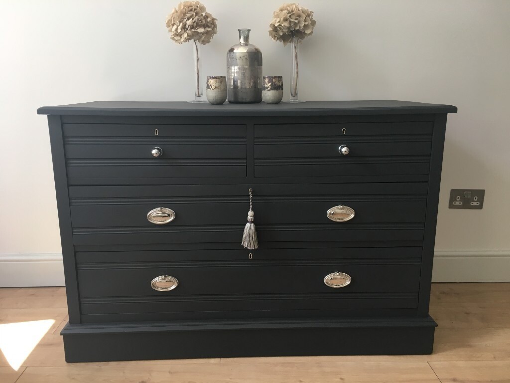 Vintage Dark Grey Edwardian 4 drawer chest of drawers | in ...