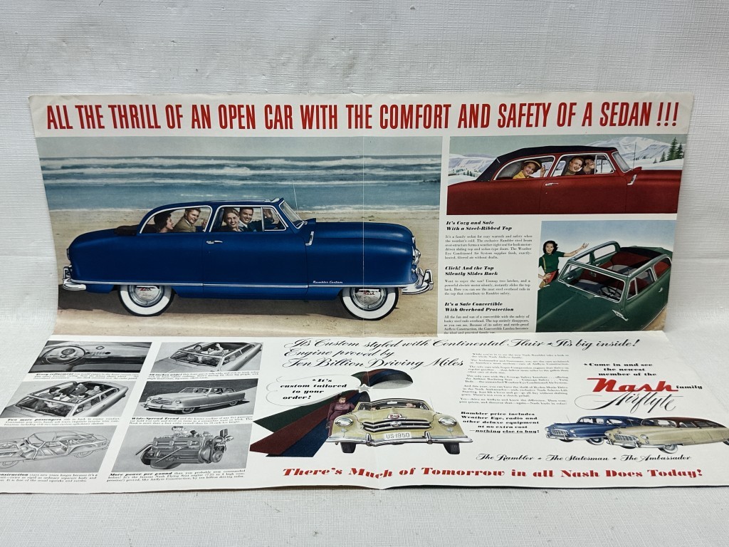 1950 Nash Rambler Convertible Landau Original Fold-Out Sales Brochure