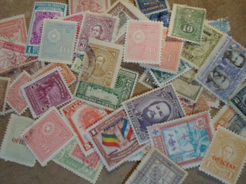 Collection lot 50 different older stamps of Paraguay - all pre 1960