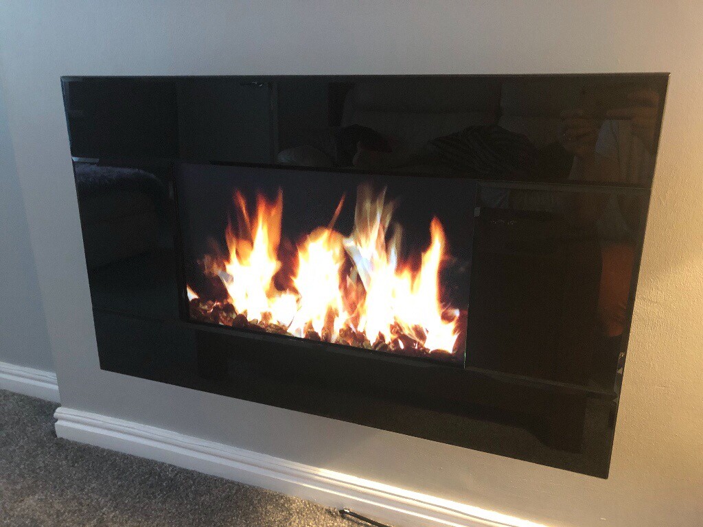 Black Gloss Electric Living Flame Fire With Optional Sound Effects