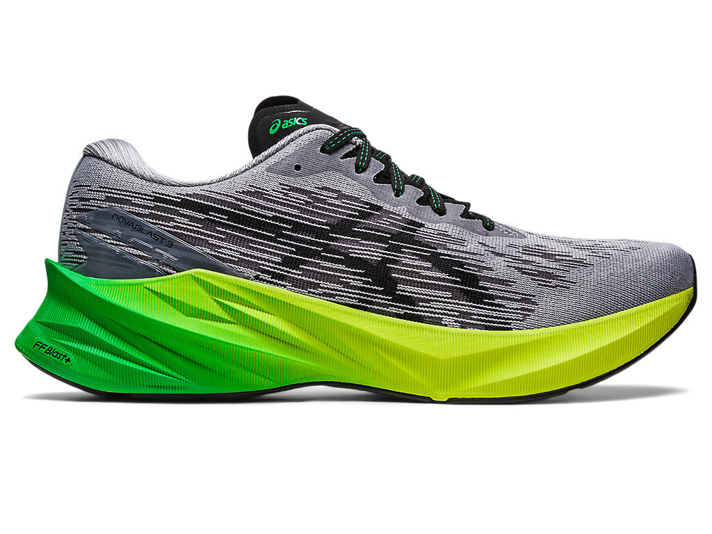 

Мужские беговые кроссовки Asics Novablast 3 Sheet Rock/черные 1011B458-021, Серый, ASICS Novablast