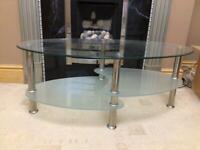 Three tier glass table