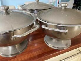 image for Stainless steel catering dishes, with lids x 3
