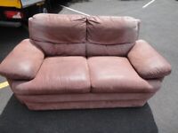 HAVEN TRUST CHARITY SHOP - BROWN LEATHER SOFA