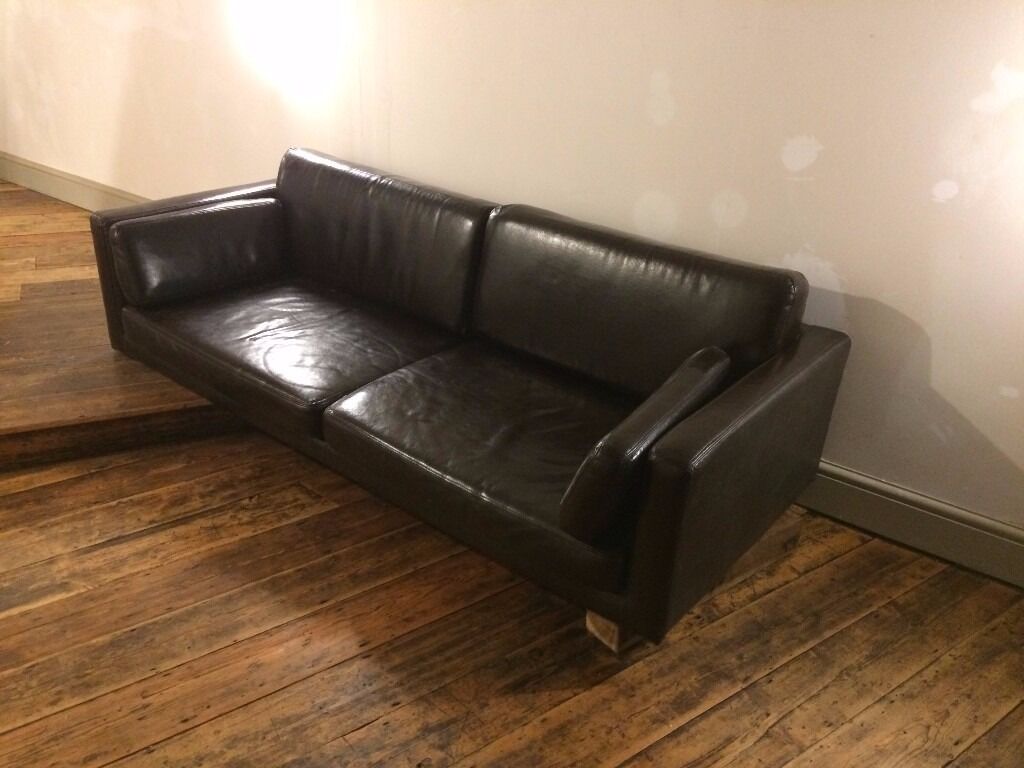  Ikea  Sater  Leather look Sofa Dark Brown Amazing 