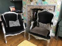 2 X armchairs vintage style Louis chairs
