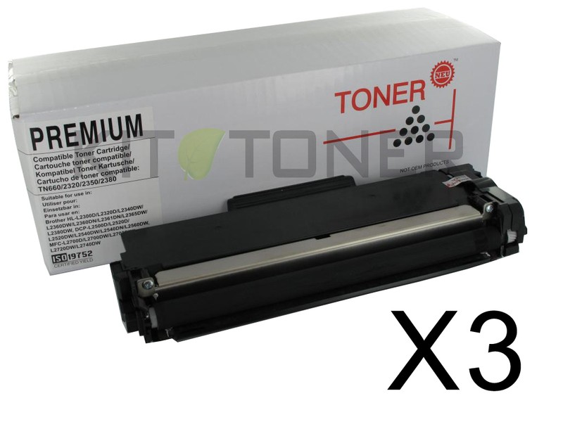  Brother Dcp L2540dn - 1 X Pack De 3 Cartouches De Toner Compatibles Noir X 3
