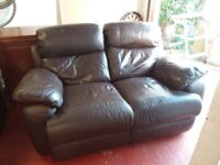 2 seat reclining leather setee.