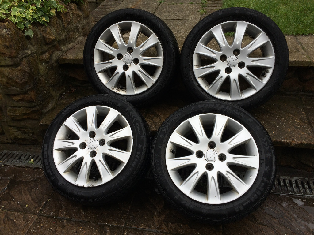 GENUINE 15" HONDA JAZZ 4 STUD ALLOY WHEELS WITH WINTER TYRES PCD 4X100