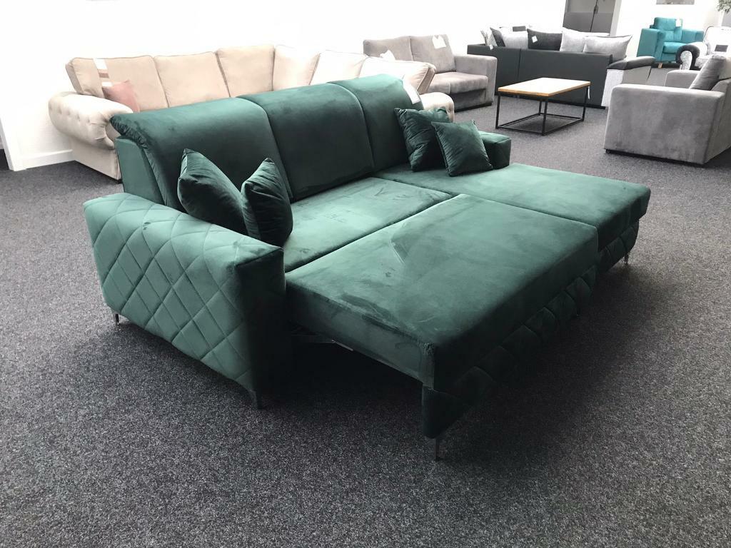 Corner sofa bed plush velvet with storage in Leicester, Leicestershire Gumtree