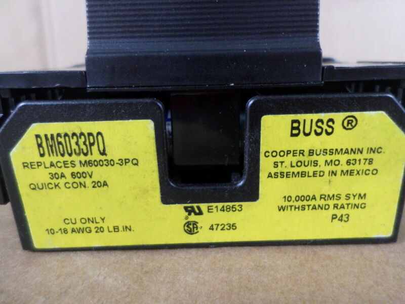 Cooper Bussmann Bm6033pq 3-pole Fuse Holder