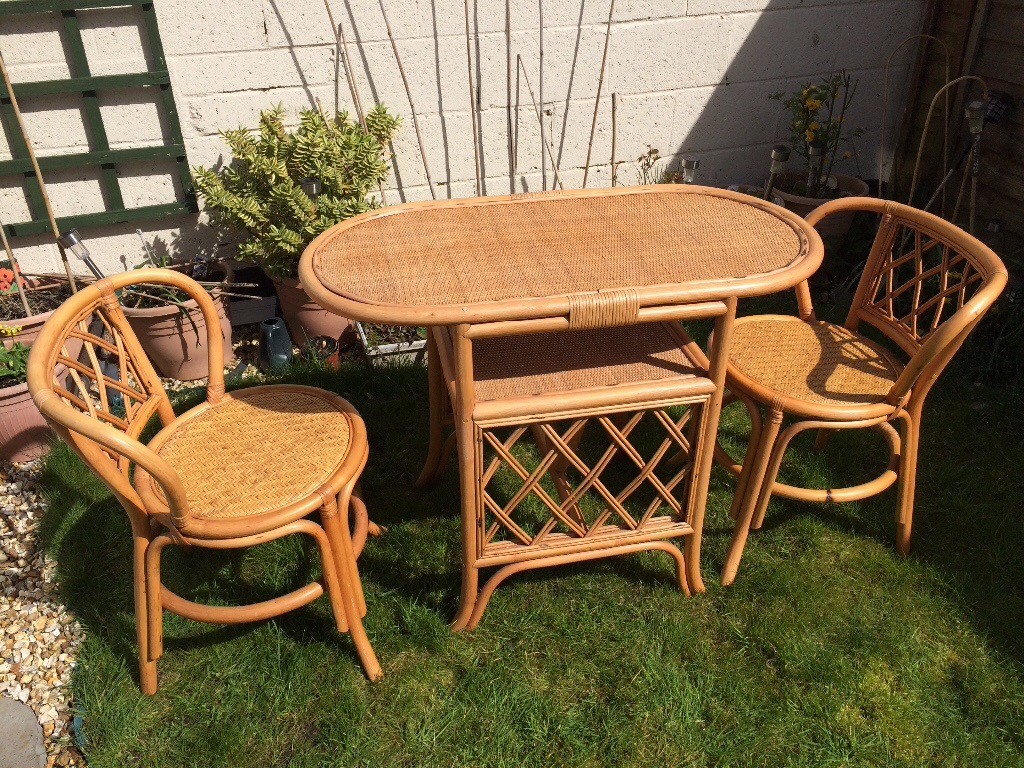 Cane 3 piece garden set table chairs | in Bournemouth, Dorset | Gumtree