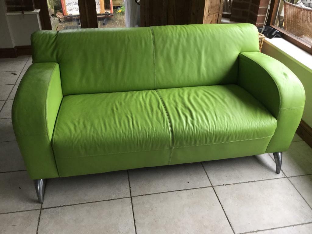 Lovely lime green leather sofa cost new £695 and I have just bought it
