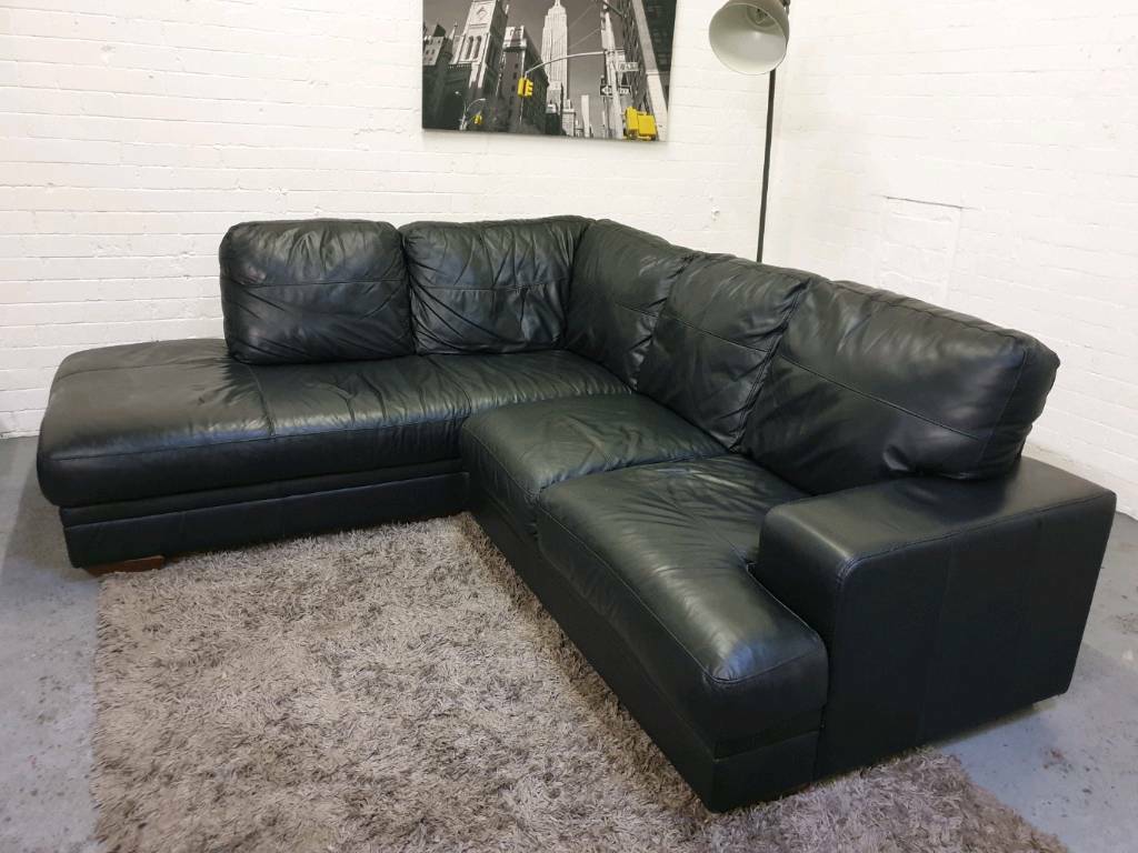 DFS Black Leather LShape Corner Sofa in Salford, Manchester Gumtree