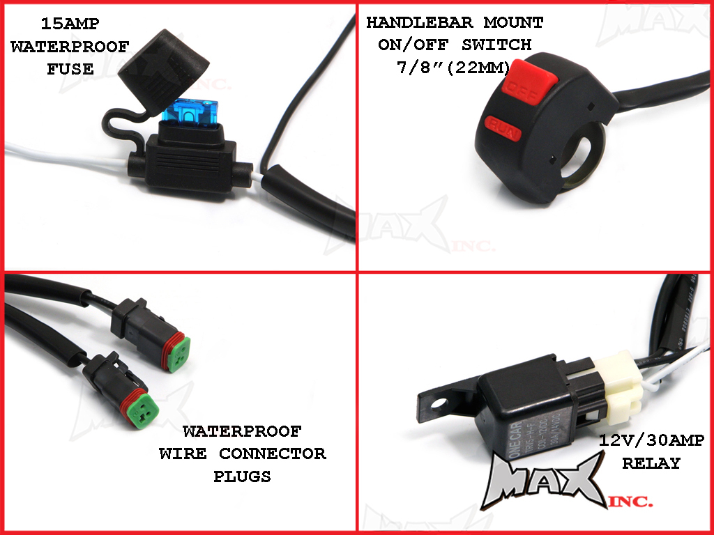 Complete Universal Motorcycle Driving Riding Light Wiring ... honda shadow signal light switch wiring 