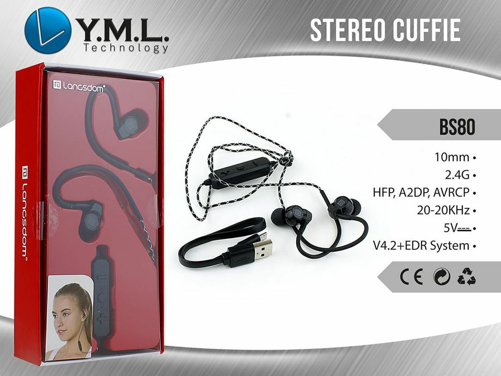 Auricolari Cuffie Bluetooth Stereo Bs80 Ad Archetto Sport Per Smartphone mar
