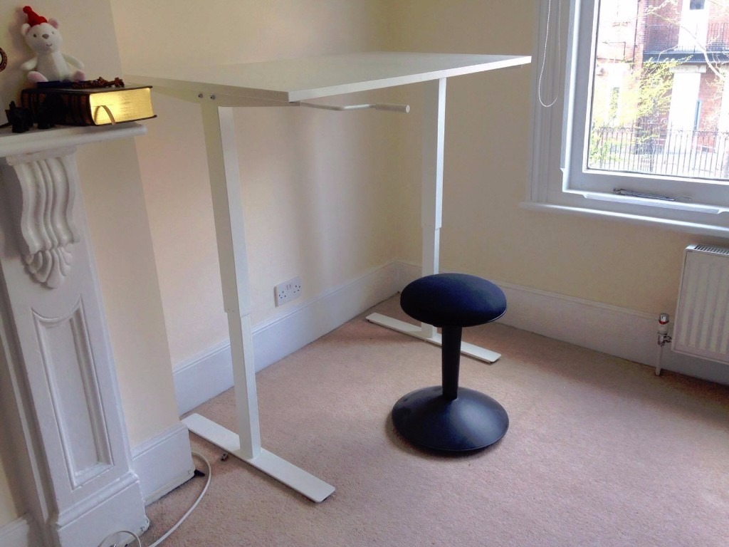 Standing Desk, adjustable height (Ikea "SKARSTA" with "NILSERIK" standing support in Dulwich