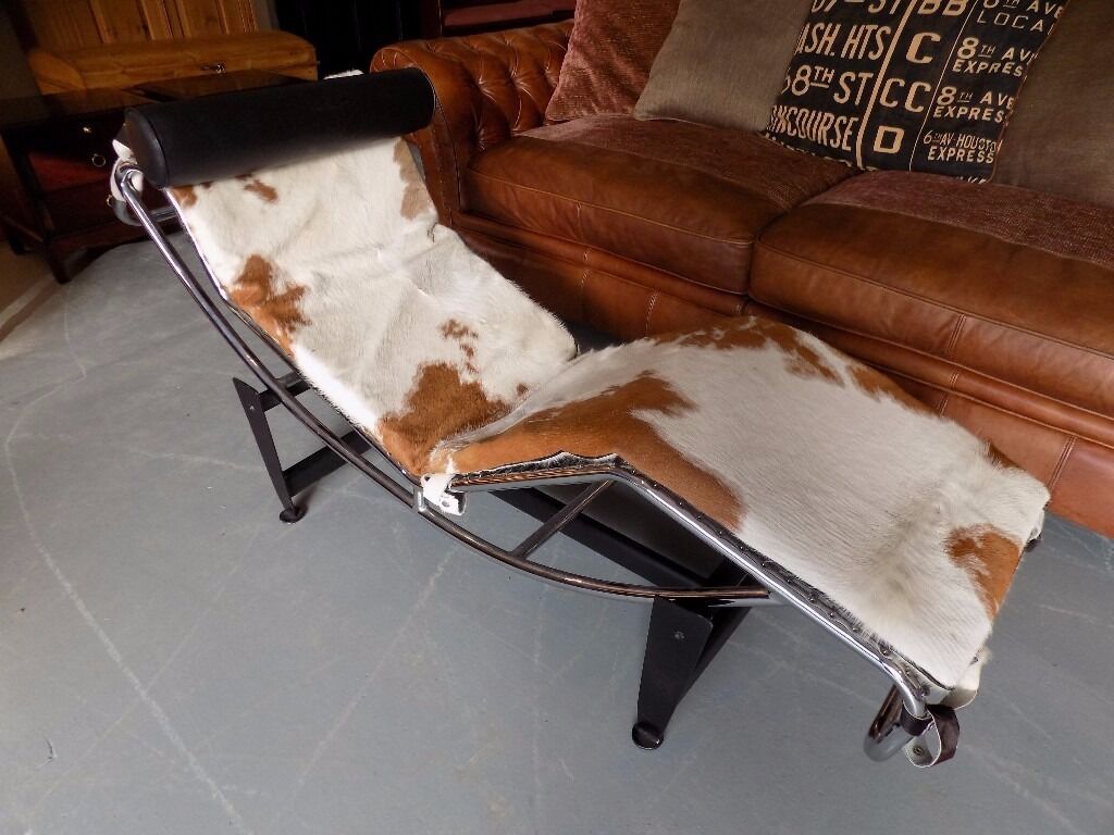 Beautiful Modern Le Corbusier Pony Skin Chaise Longue In Norwich for Chaise Longue Norwich