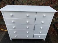 White chest of drawers Scandinavian style, pine, h93xw205xd40