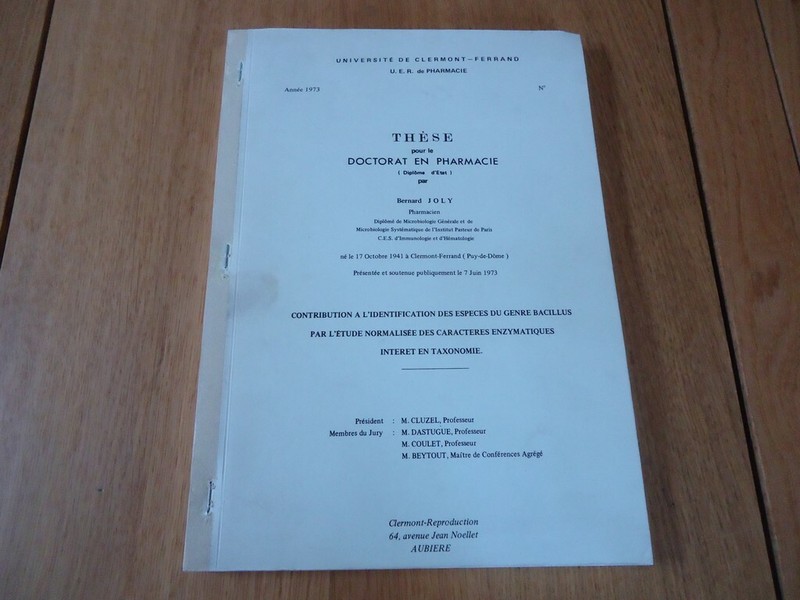 These Doctorat En Pharmacie Identification Bacillus Taxonomie Micromethode 1973