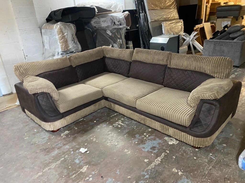 DFS JUMBO CORD BROWN / MINK CORNER GROUP SOFA SALE SALE in Leeds City