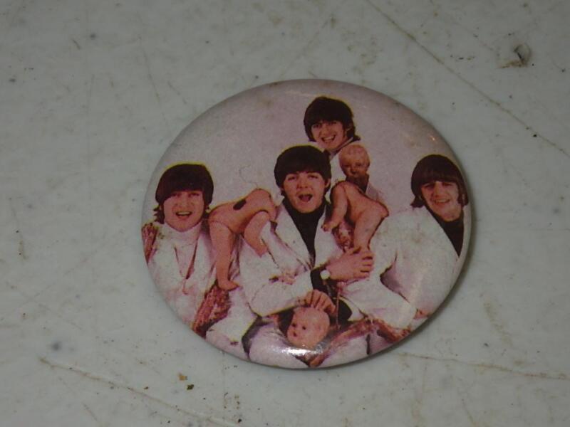Vintage Beatles Pinback Pin banned broken doll cover of Beatles record album