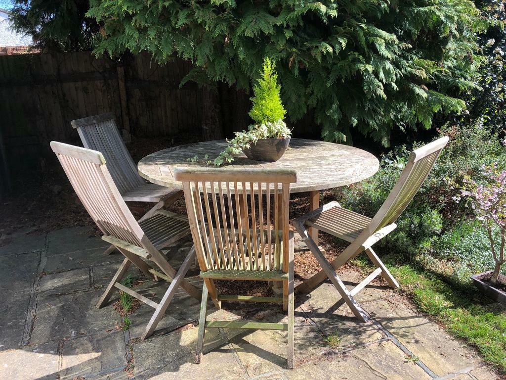 Wooden Garden table with 4 chairs in Kingston, London Gumtree