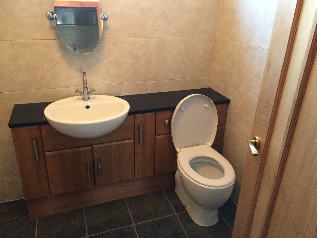 Walnut Vanity Unit complete with sink, toilet and tap in Arbroath