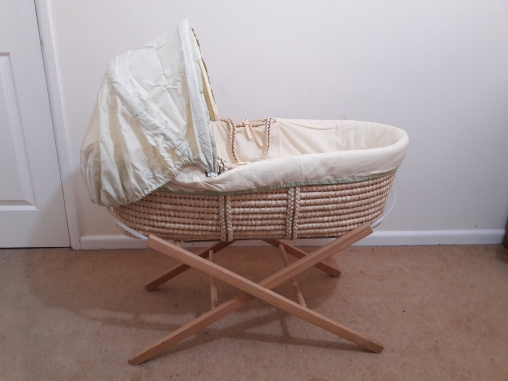 Mothercare moses basket and wooden foldable stand in Chandlers Ford