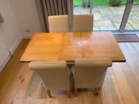 **SOLD** Oak Dining Table + 4 Chairs 
