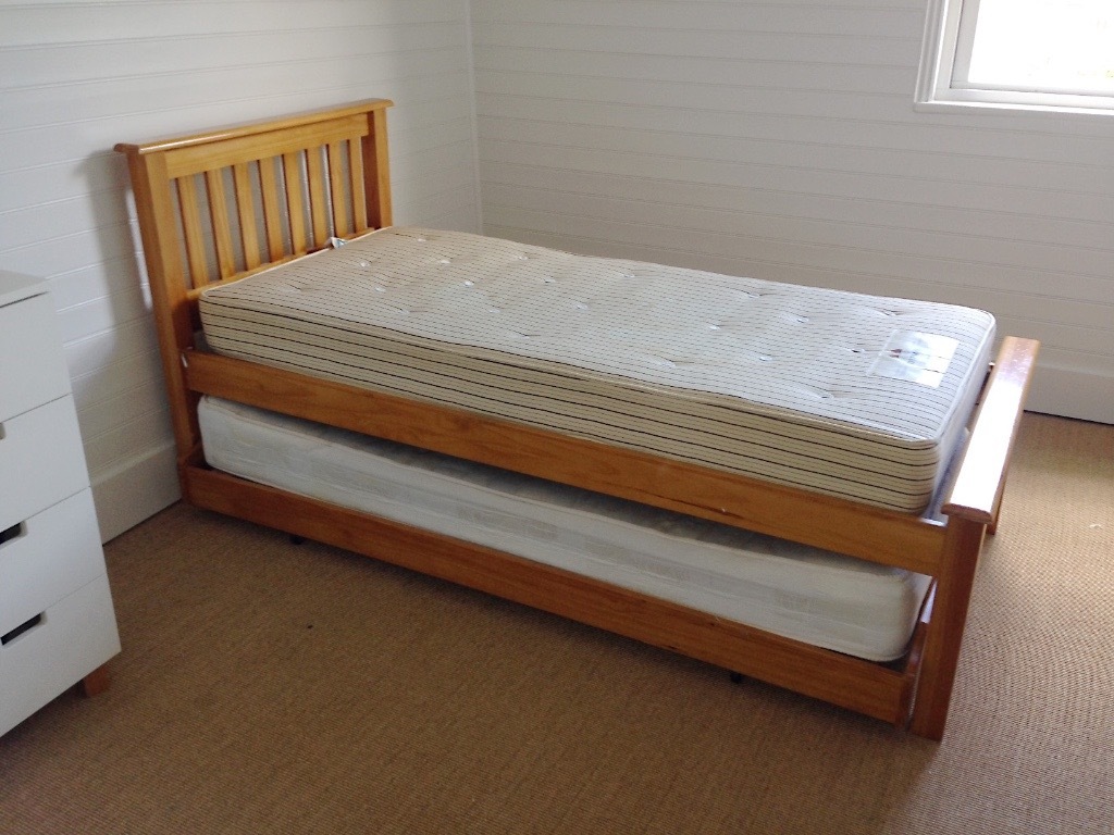 John Lewis single bed +roll out trundle guest bed, solid pine. in