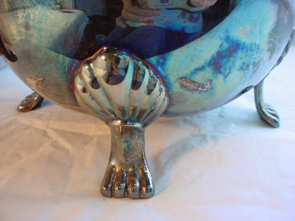 Vtg Leonard Silverplate Water Juice Tea with Ice Lip Claw Feet Thumb Tab