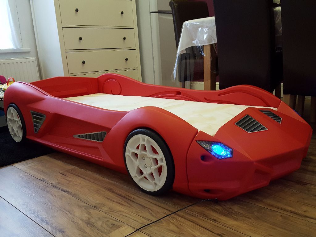 Lamborghini Style Car Bed With Working LED Lights for Kids/Childrens