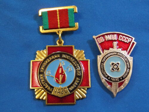 set 2 Russian Soviet Chernobyl LIQUIDATOR medal badge Chernobyl Tsernobyl VV MVD
