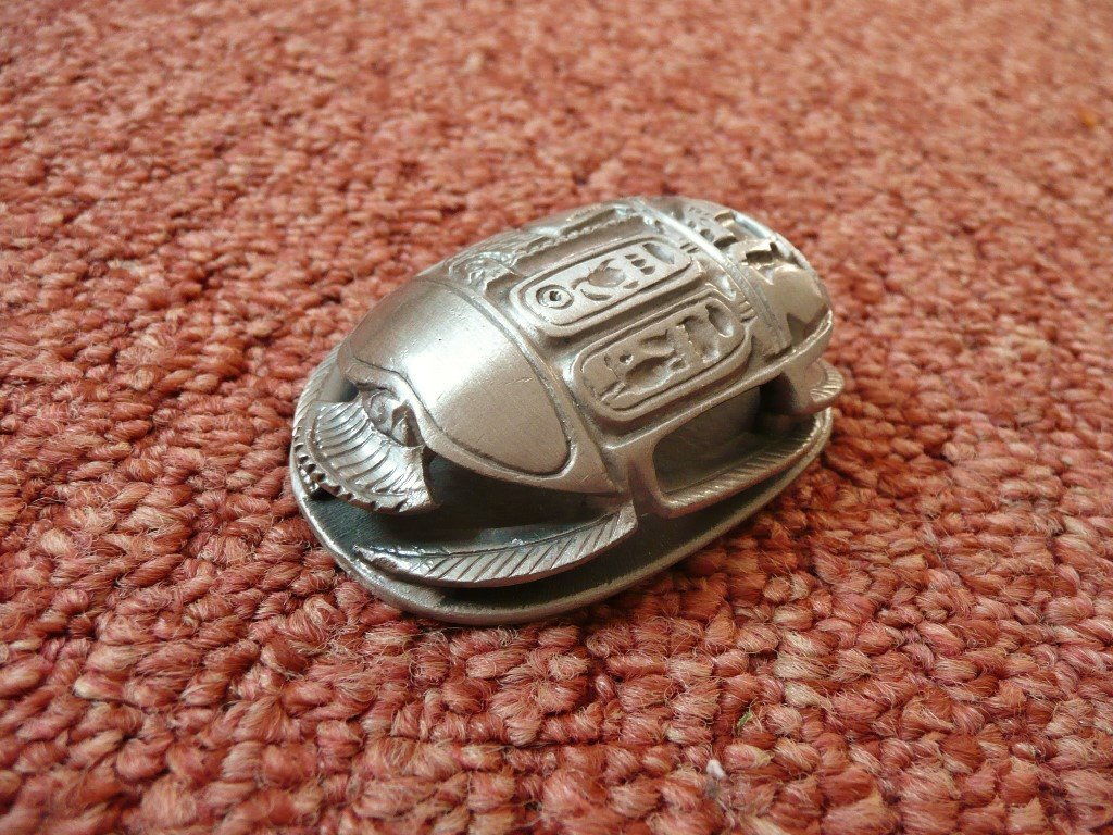 3 Dimensional Metal Scarab Beetle Ornament from Egypt with Egyptian