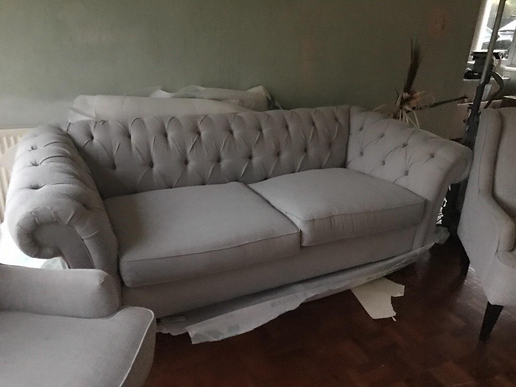 Next Grey Gosford Buttoned Chesterfield style Sofa& 2 Armchairs in Abergavenny, Monmouthshire Next Grey Gosford Buttoned Chesterfield style Sofa& 2 Armchairs in Abergavenny, Monmouthshire