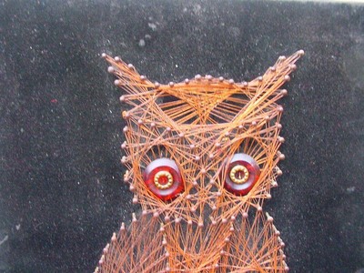 Vintage Mid Century String Art Copper Wire Nail Wall Art ~ Hoot the Owl