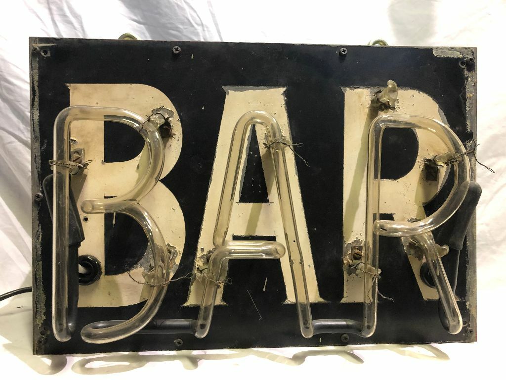Vintage Neon Bar Sign Tin Can Diminutive