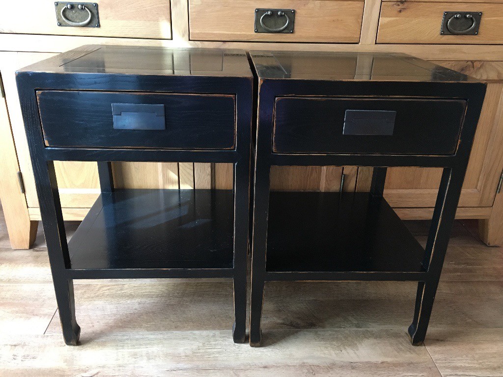 2 x Dark wood bedside tables with drawers, excellent condition | in