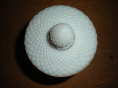 Apothecary jar Canister Spiral Diamond Cut Pattern Milk Glass Antique Victorian