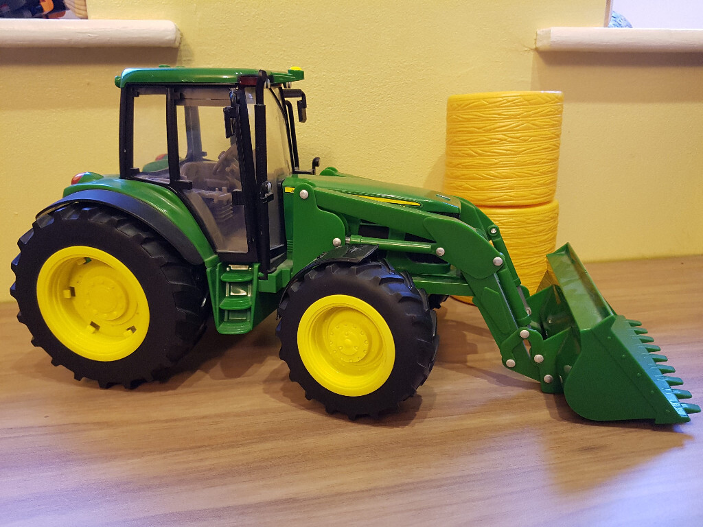 Large John Deere Tractor Toy with 2 Bales of Hay in Tamworth