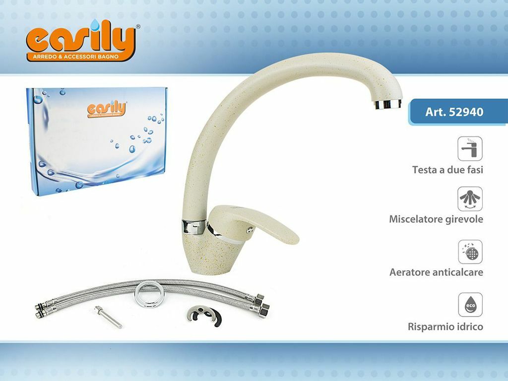 Miscelatore Rubinetto Lavello Canna Bassa Avena Sabbia Beige Cucina Lavello dfh