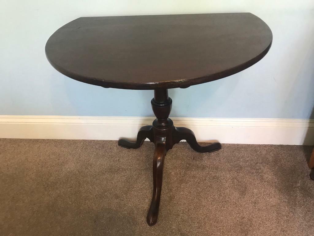 Vintage Retro Solid Oak Half Moon Hall Table H28in 71cm W30in 76cm 
