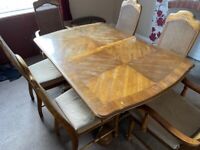 dining table oak and matching 6 chairs