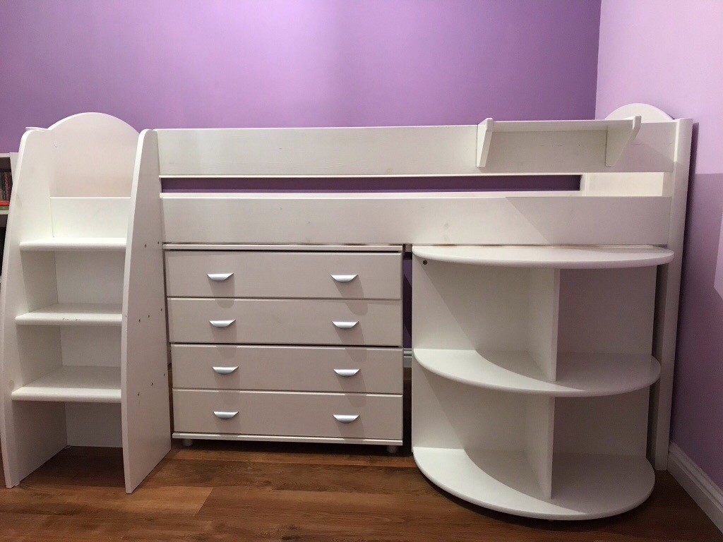 Stompa Rondo Mid Sleeper Cabin Bed With Pull Out Desk 4 Drawer