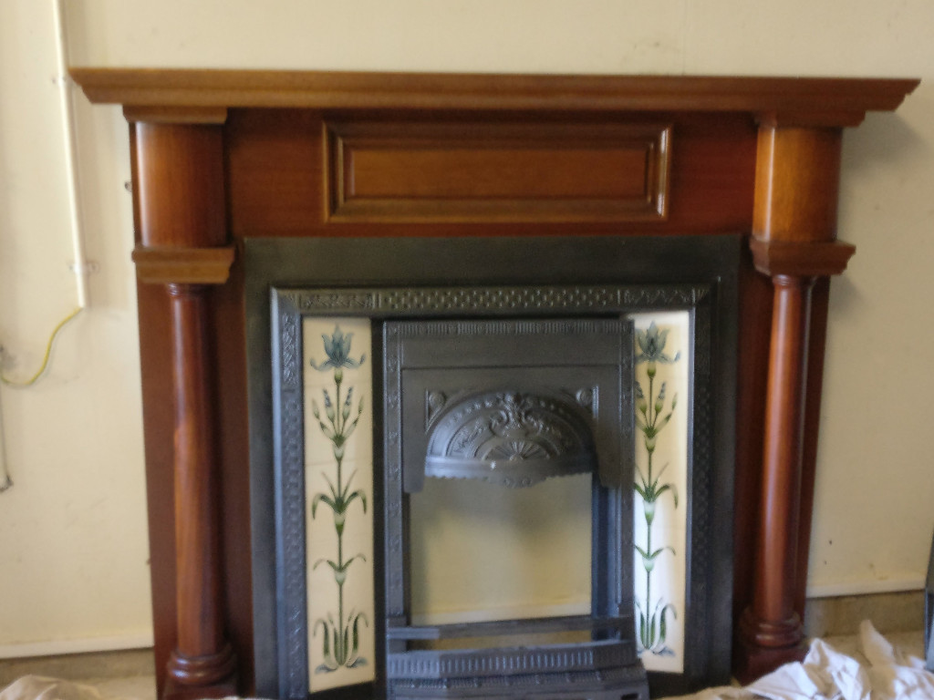contemporary excellent quality cast iron fireplace hardwood marble