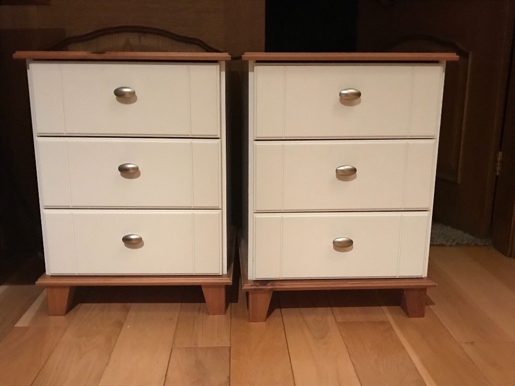Two white and pine bedside tables in Brigg, Lincolnshire Gumtree