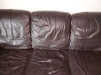 2 x 3 Seater Brown Leather Sofa